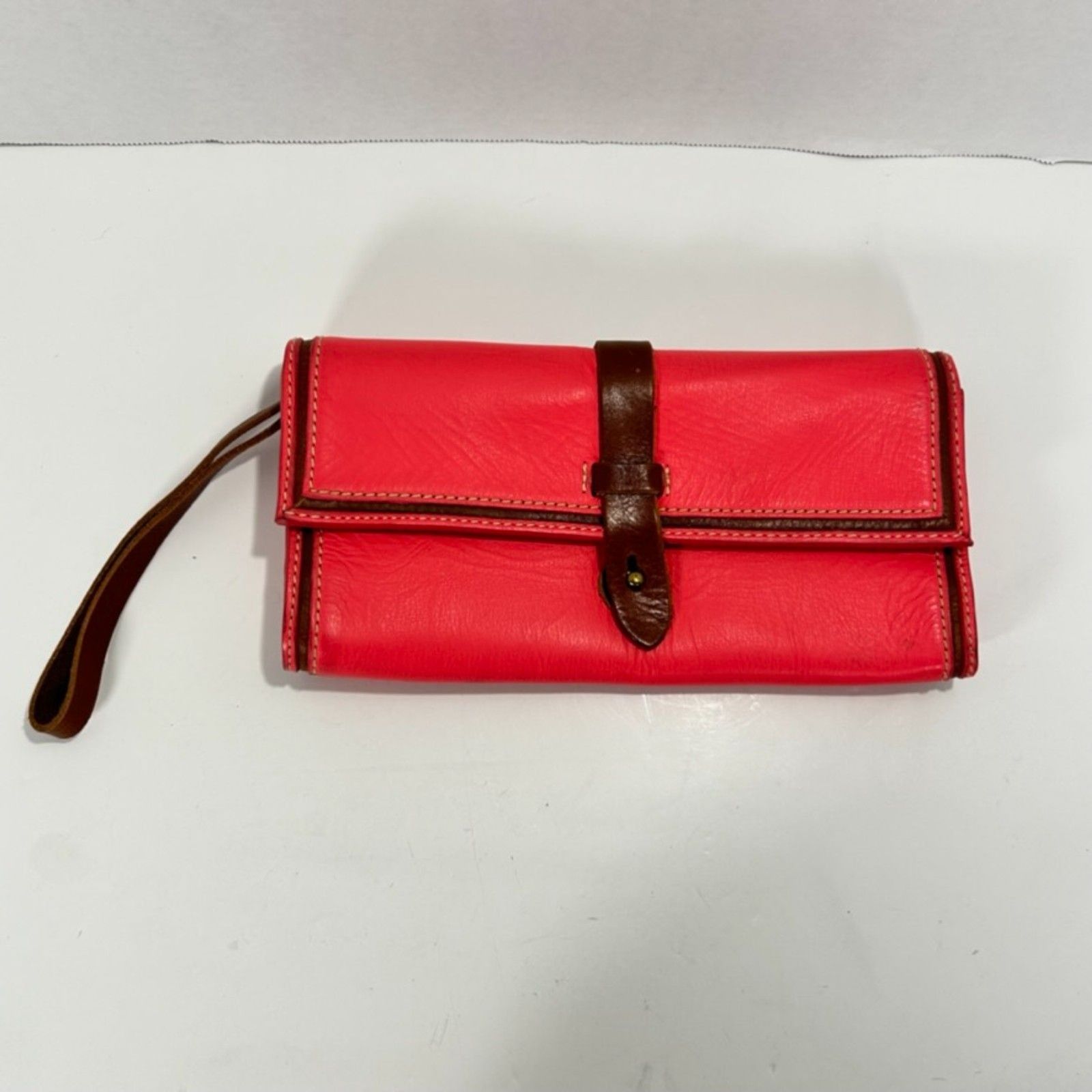 Vtg 1937 Accessories Neon Coral Leather Clutch